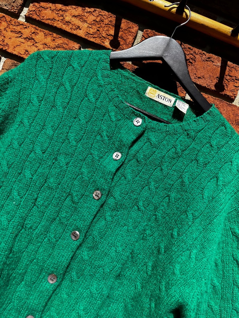 Vintage Aston Green Wool Cardigan